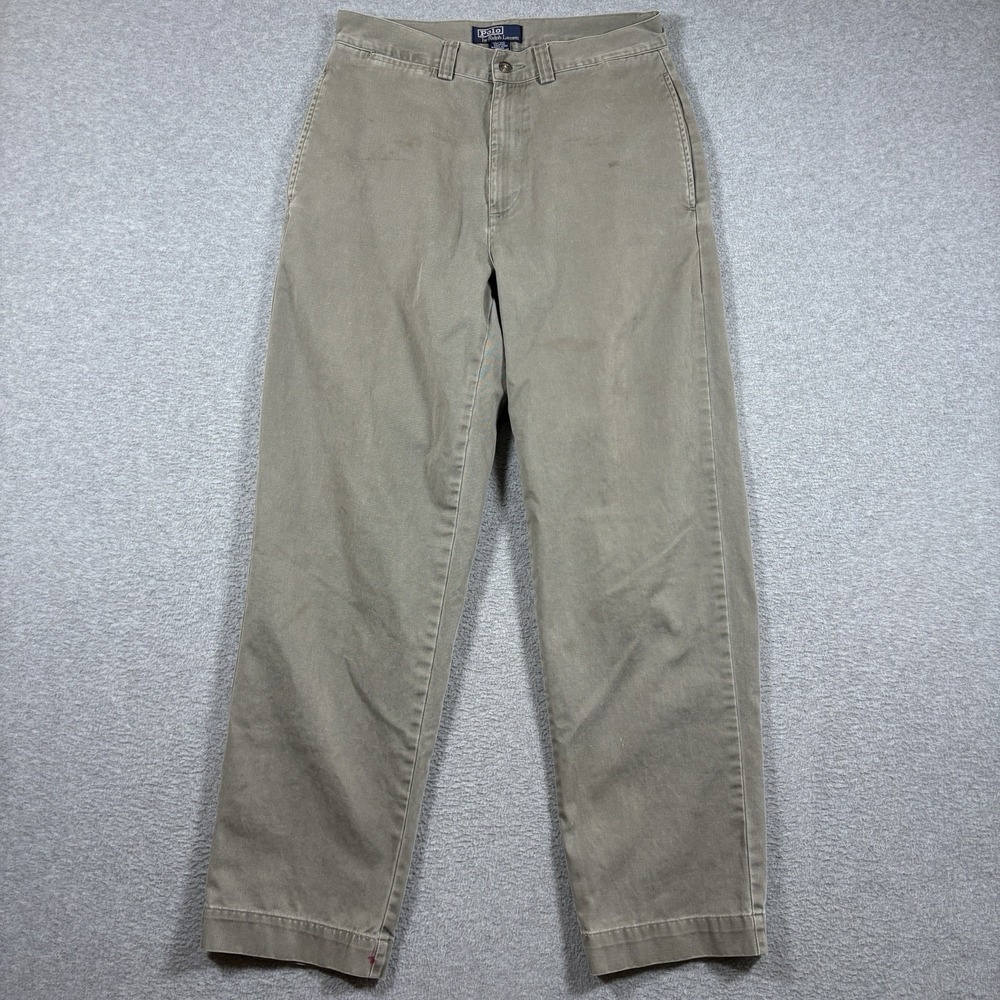 Vtg 90s Polo Ralph Lauren Philip Pant Chinos 30x30 Olive Khaki Cotton Trousers